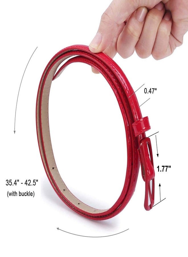 Selighting Women's Leather Belt Slim Women's Belt PU Leather for Dresses, red, Einheitsgröße - Image 3